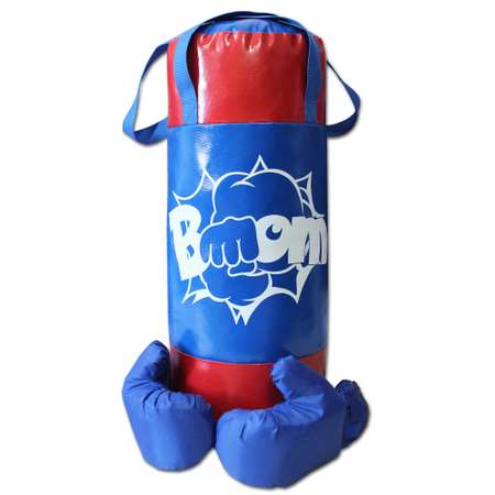 Детский набор для бокса Belon familia груша с перчатками цвет синий и красный принт BOOM