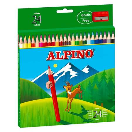 Карандаши ALPINO цветные шестигранные 24 цв. с точилкой