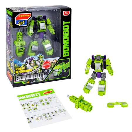Трансформер BONDIBON BONDIBOT 2в1 робот- дорожный каток зелёного цвета