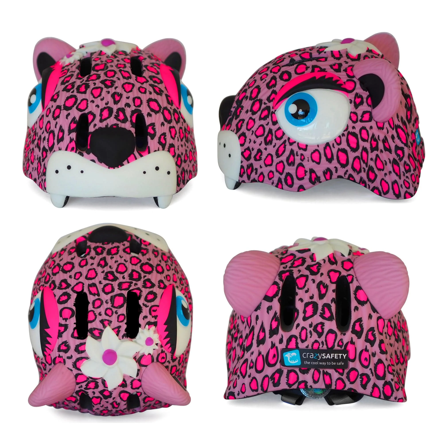 Шлем защитный Crazy Safety Pink Leopard с механизмом регулировки размера 49-55 см - фото 2