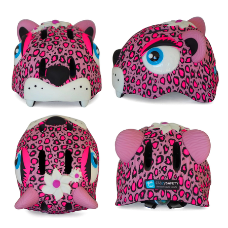 Шлем защитный Crazy Safety Pink Leopard с механизмом регулировки размера 49-55 см