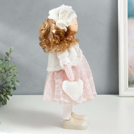Кукла интерьерная Зимнее волшебство «Малышка в платье с кружевом с сердечком» 36 5х14х15 5 см
