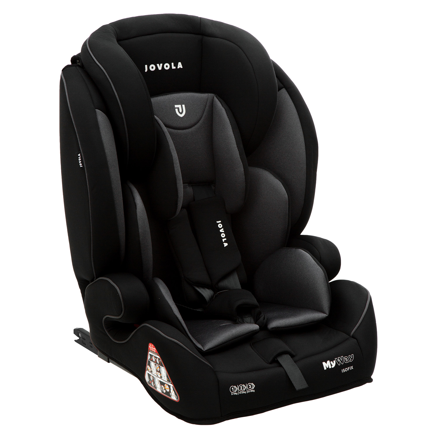 Автокресло JOVOLA MyWay ISOFIX группа 1+2+3 9-36 кг черный-серый - фото 9