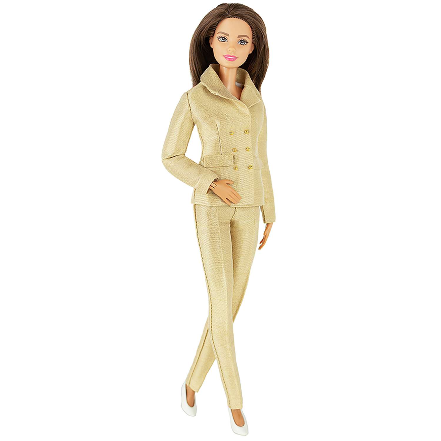 Шелковый брючный костюм Эленприв Золотой для куклы 29 см типа Барби FA-011-12 - фото 1