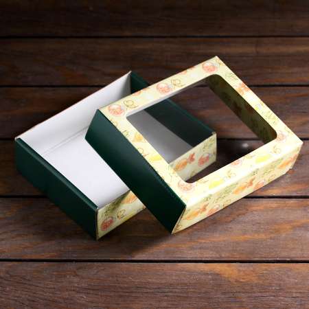 Коробка Sima-Land подарочная. крышка дно. с окном«Новогодние чудеса» 18×15×5 см. 1 шт.