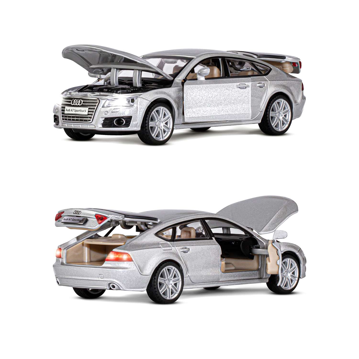 Машинка металлическая АВТОпанорама 1:32 Audi A7 серебряный инерционная JB1251309 - фото 7