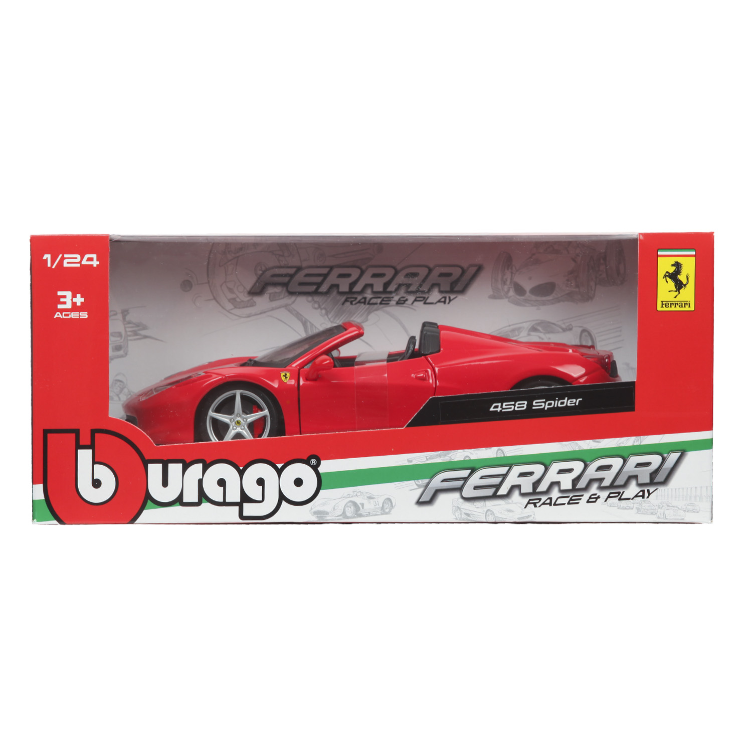 Автомобиль BBurago Ferrari 1:24 без механизмов красный 18-26017 - фото 2