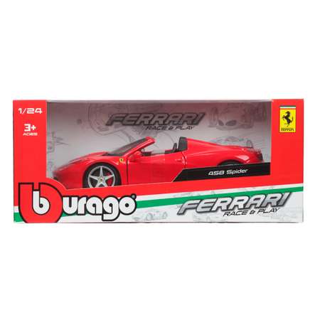 Машина BBurago 1:24 Ferrari 458 Spider Красная 18-26017