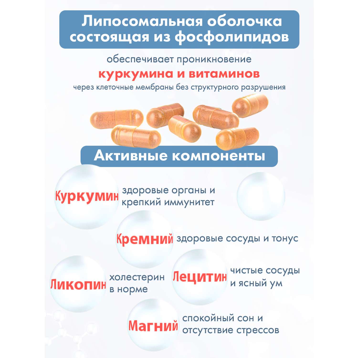 Концетраты пищевые Алтайские традиции Липосомальный куркумин Для сердца с ликопином веган 60 капсул - фото 3
