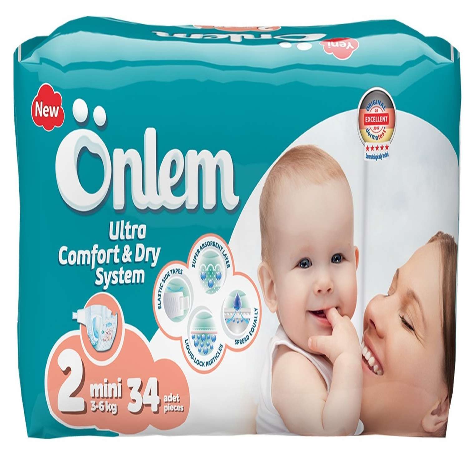 Подгузники Onlem Ultra Comfort Dry System для детей 2 3-6 кг 34 шт - фото 1