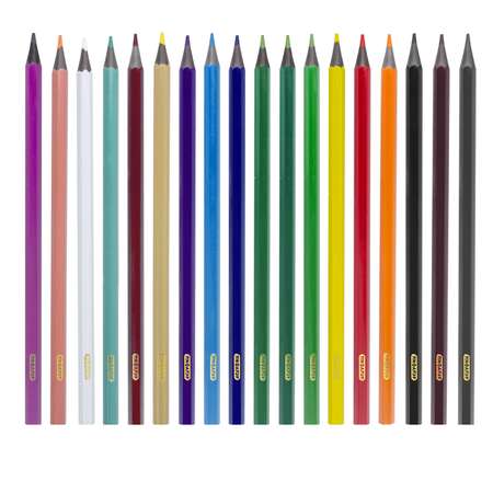 Карандаши цветные Пифагор для рисования набор 18 цветов пластиковые