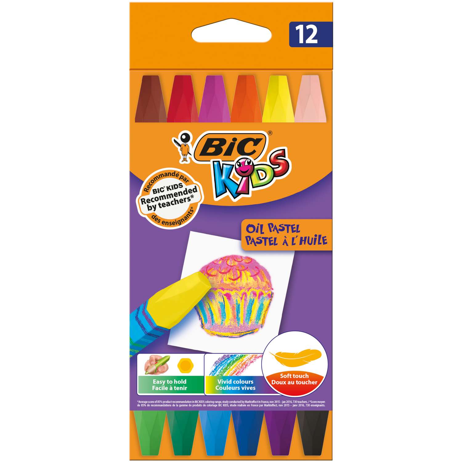 Мелки цветные BIC Kids Пастель масляная 12 цв - фото 1