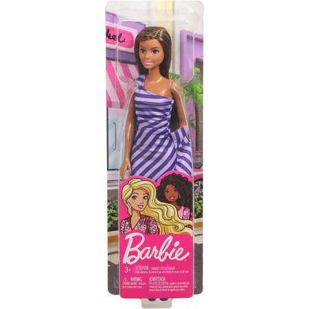 Кукла Barbie Игра с модой в фиолетовом платье в полоску FXL69