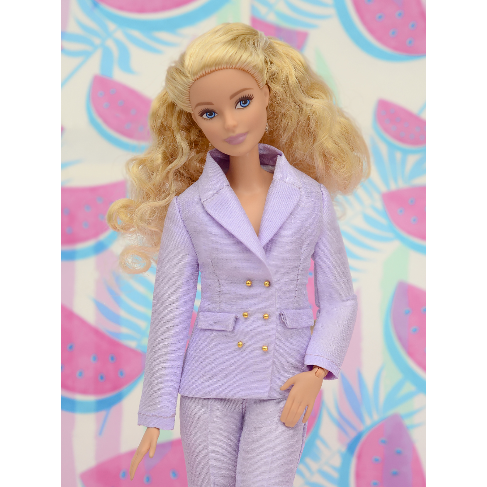 Шелковый брючный костюм Эленприв Фиолетовый для куклы 29 см типа Барби FA-011-11 - фото 7