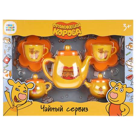 Набор посуды Играем Вместе Оранжевая корова Чайный сервиз пластик 314674