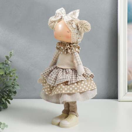 Кукла интерьерная Зимнее волшебство «Малышка с бантом в волосах с цветочком» 35 5х13 5х20 см