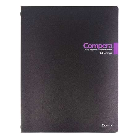 Тетрадь COMIX Compera Bond на кольцах А5 в клетку 80 листов чёрный-фиолетовый