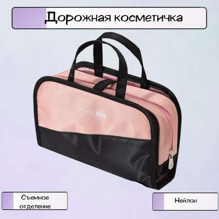 Дорожная косметичка Ripoma со съёмным отделением черно-розовый