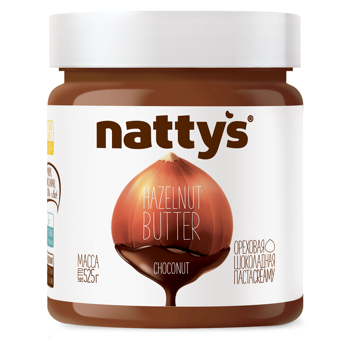 Паста фундучно - арахисовая Nattys Choconut с какао и мёдом 525 г - фото 1