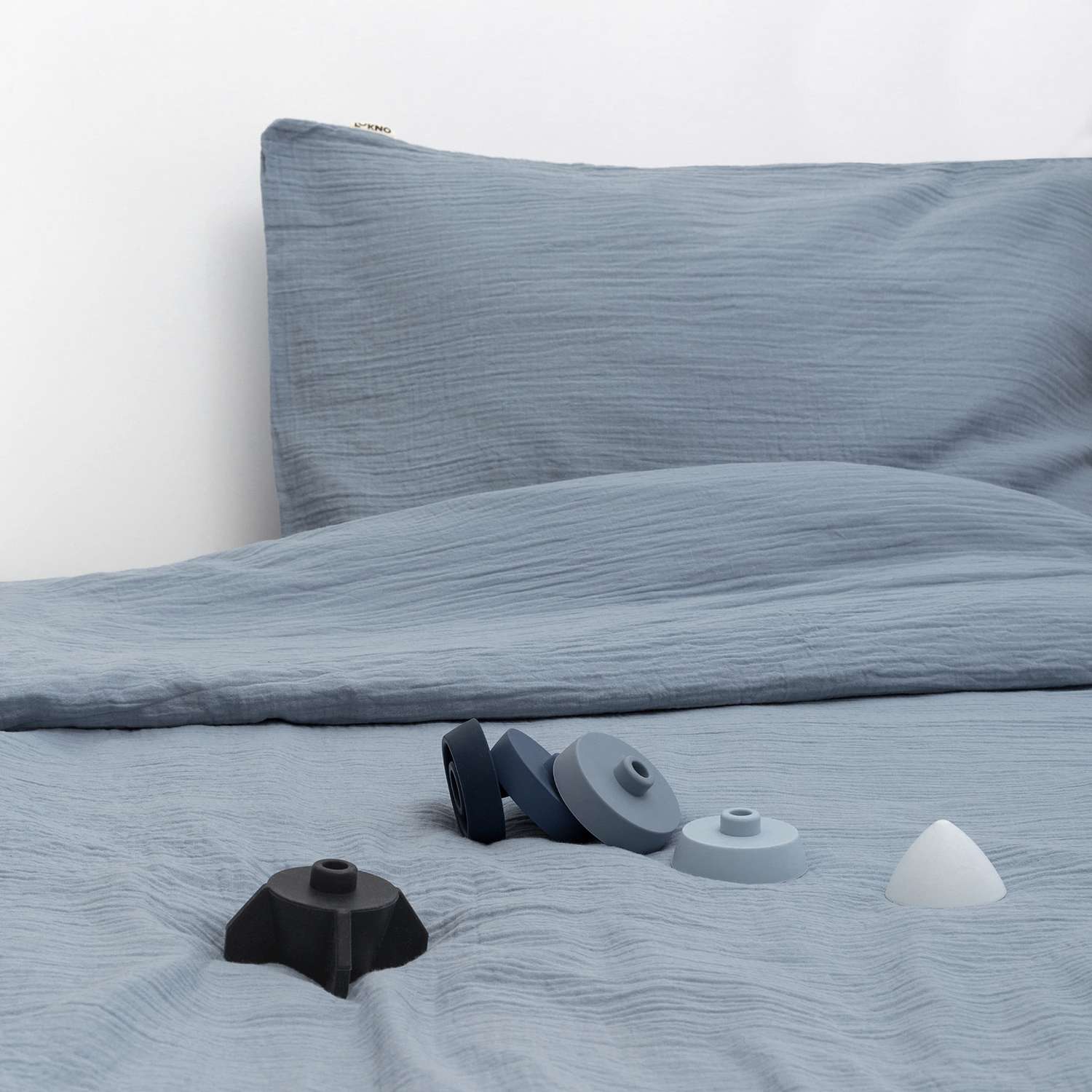 Комплект постельного белья LUKNO Муслиновое полутороспальное голубой 3 предмета - фото 7