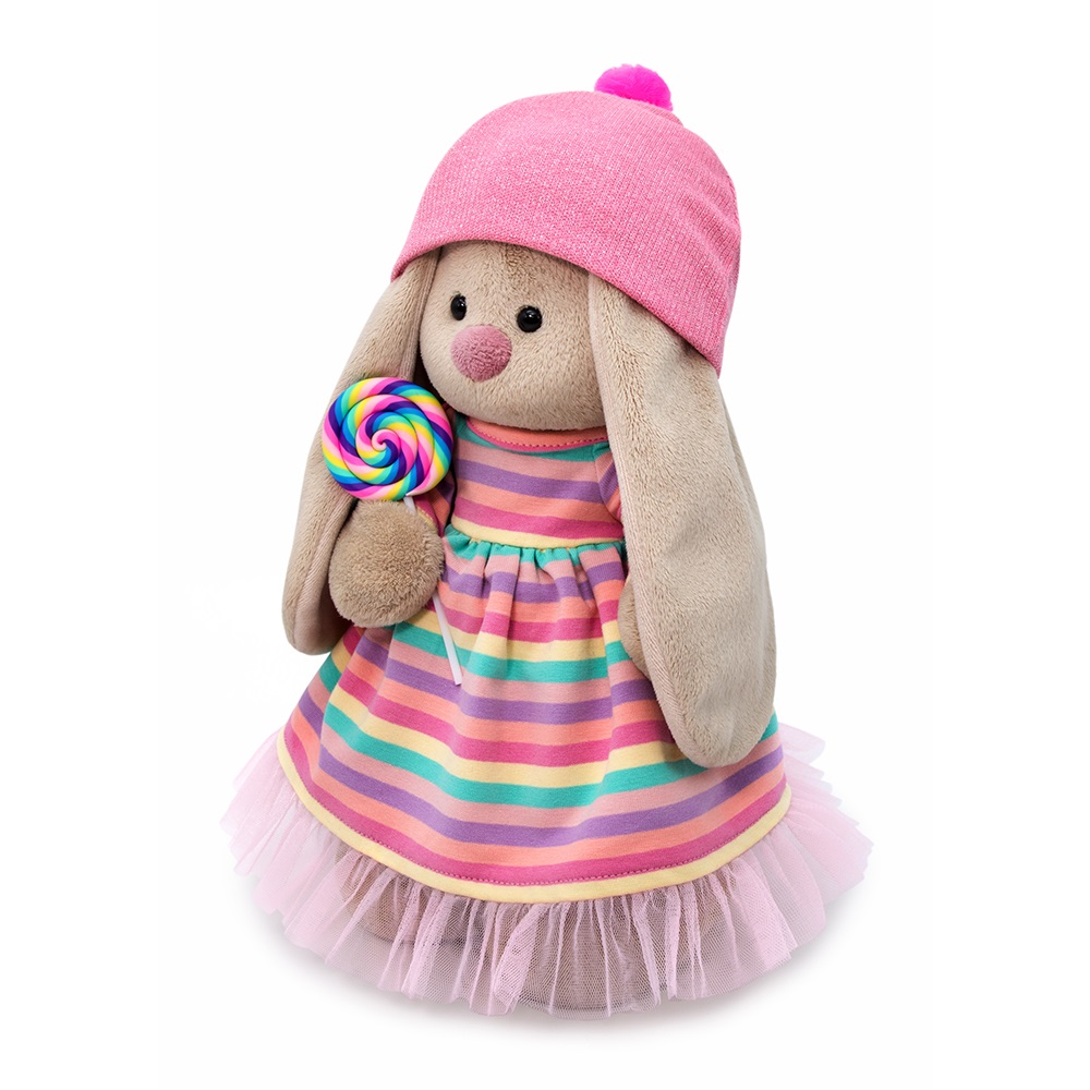 Мягкая игрушка BUDI BASA Зайка Ми в полосатом платье с леденцом 25 см StS-388 - фото 2