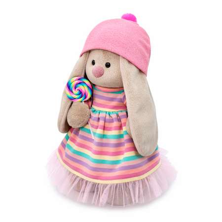 Мягкая игрушка BUDI BASA Зайка Ми в полосатом платье с леденцом 25 см StS-388
