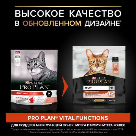 Корм сухой для кошек PRO PLAN Optirenal 400г лосось