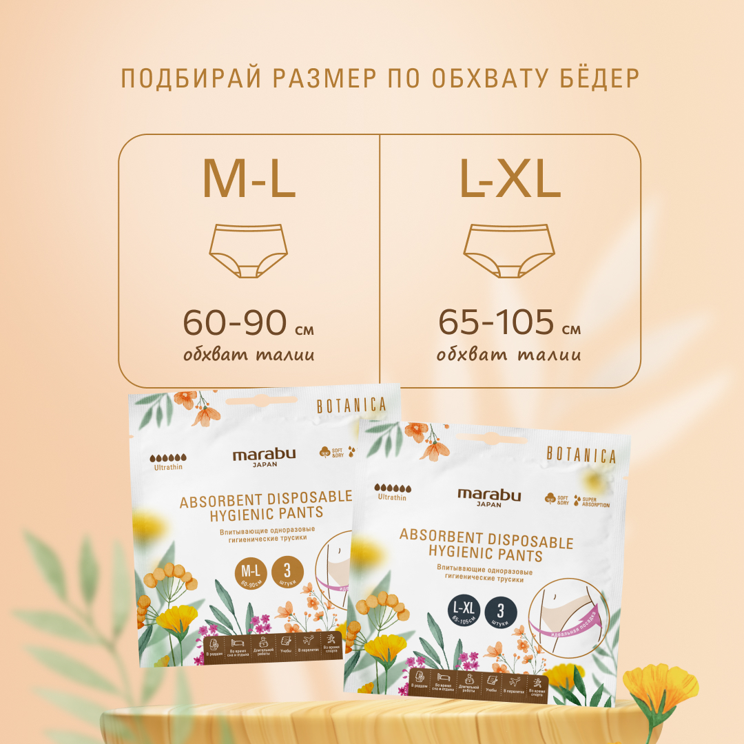 Трусы послеродовые MARABU серия BOTANICA размер L XL с собой в роддом 2 упаковки по 3шт - фото 6