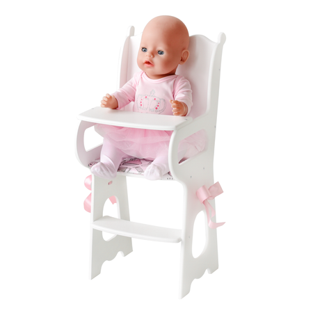 Мебель для кукол Мега Тойс стульчик для кормления кукол с мягким сиденьем Diamond Princess деревянный