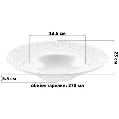 Тарелка Elan Gallery Веточки-цветочки круглая глубокая 25х25х5.5 см