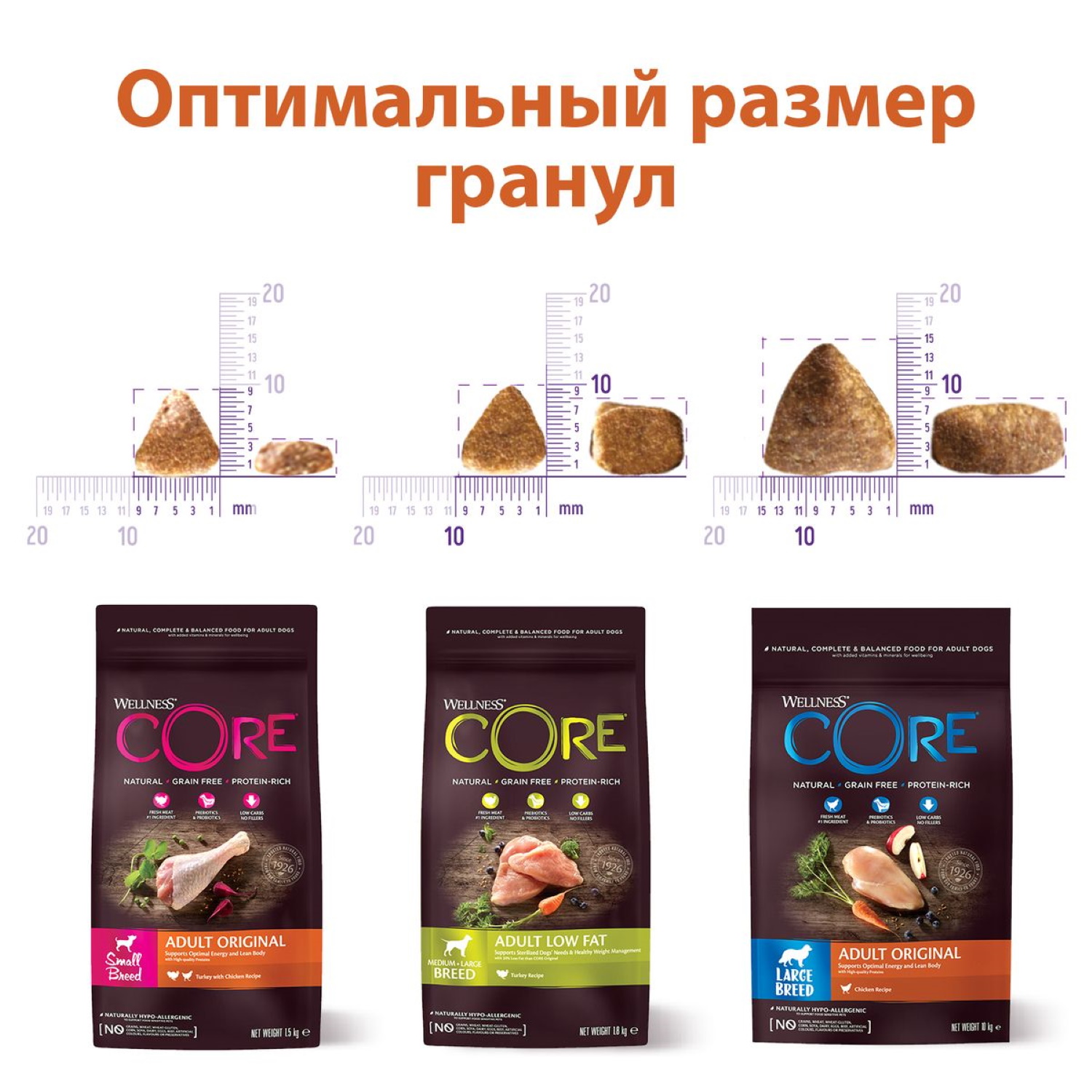 Сухой корм для собак Wellness CORE 1.5 кг курица, индейка (для домашних, полнорационный) - фото 4