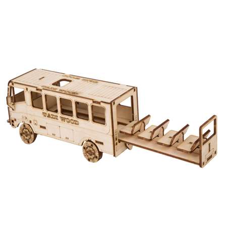Сборная модель деревянная TADIWOOD Автобус 20.5 см. 82 детали
