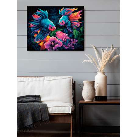 Алмазная мозаика Art sensation холст на деревянном подрамнике 40х50 см Радужные рыбки
