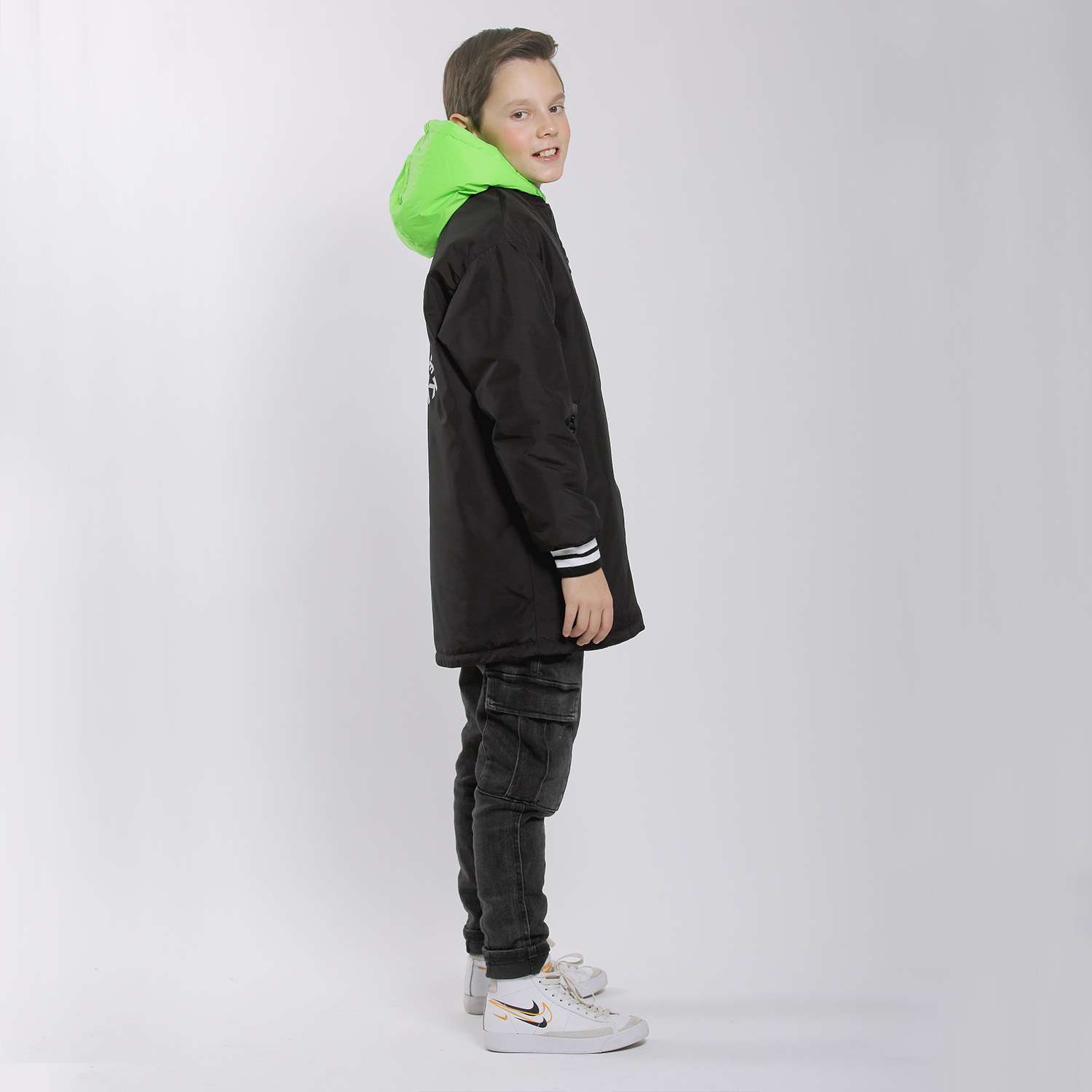 Куртка Orso Bianco OB21094-22_черный/зеленый неон - фото 4