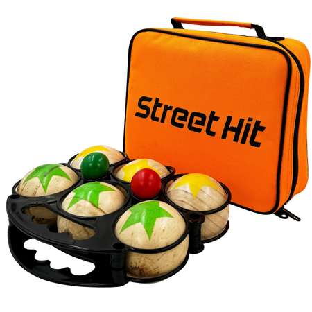 Набор для игры Street Hit Петанк 6 шаров из дерева зеленый и желтый