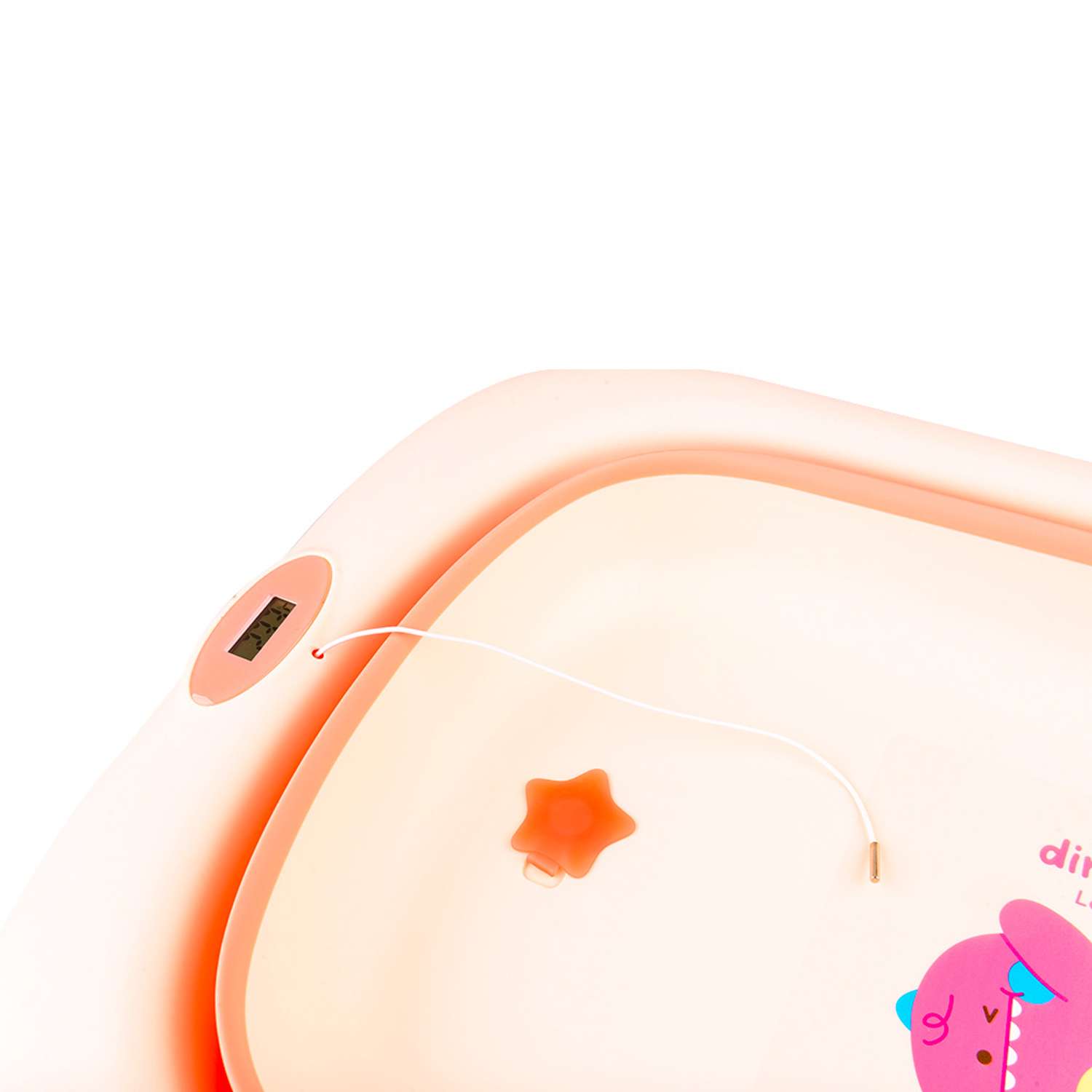 Детская складная ванночка Solmax с термометром для купания новорожденных розовая - фото 11