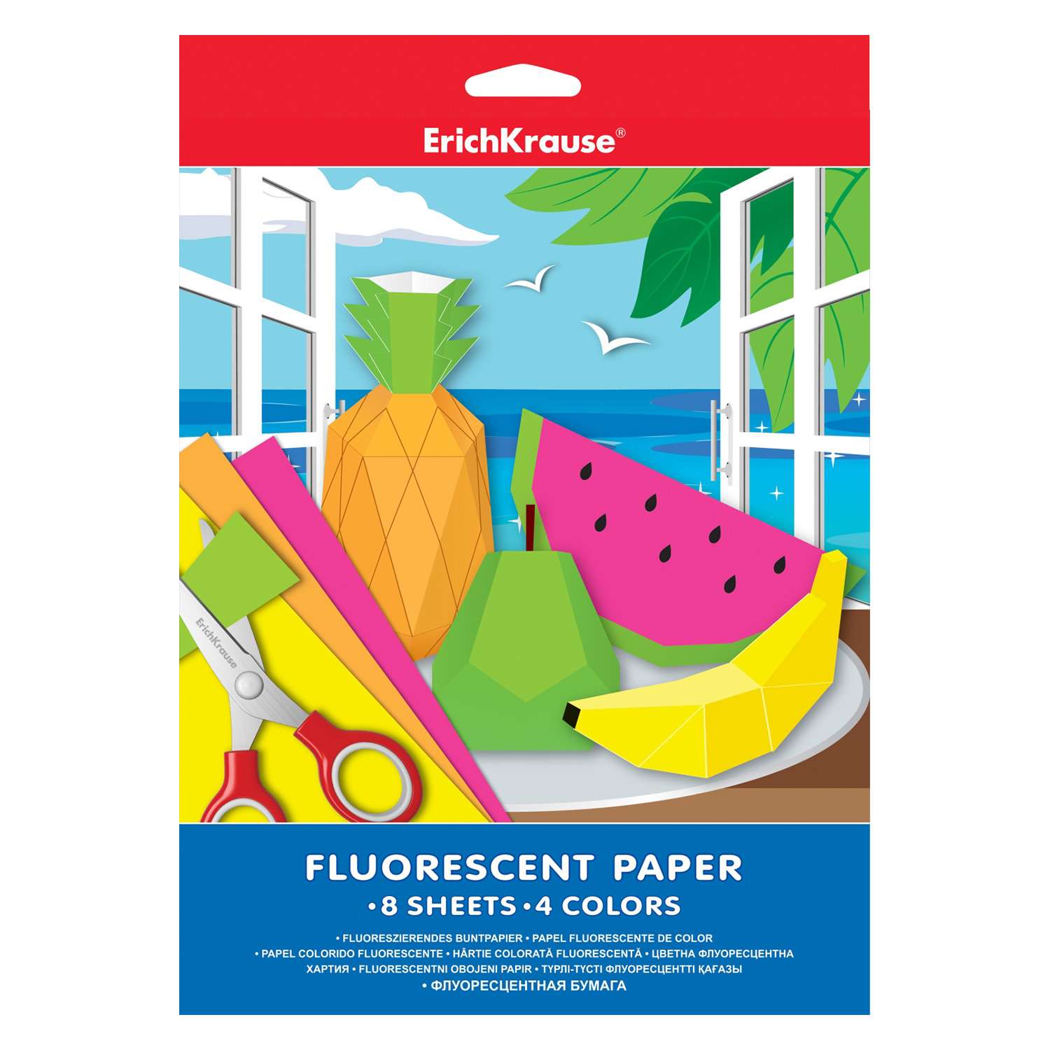 Флуоресцентная бумага ErichKrause А4 8 листов/4 цветов - фото 1