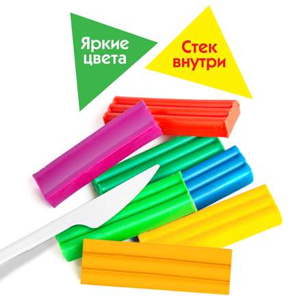 Пластилин классический Пифагор для лепки набор для детей 12 цветов