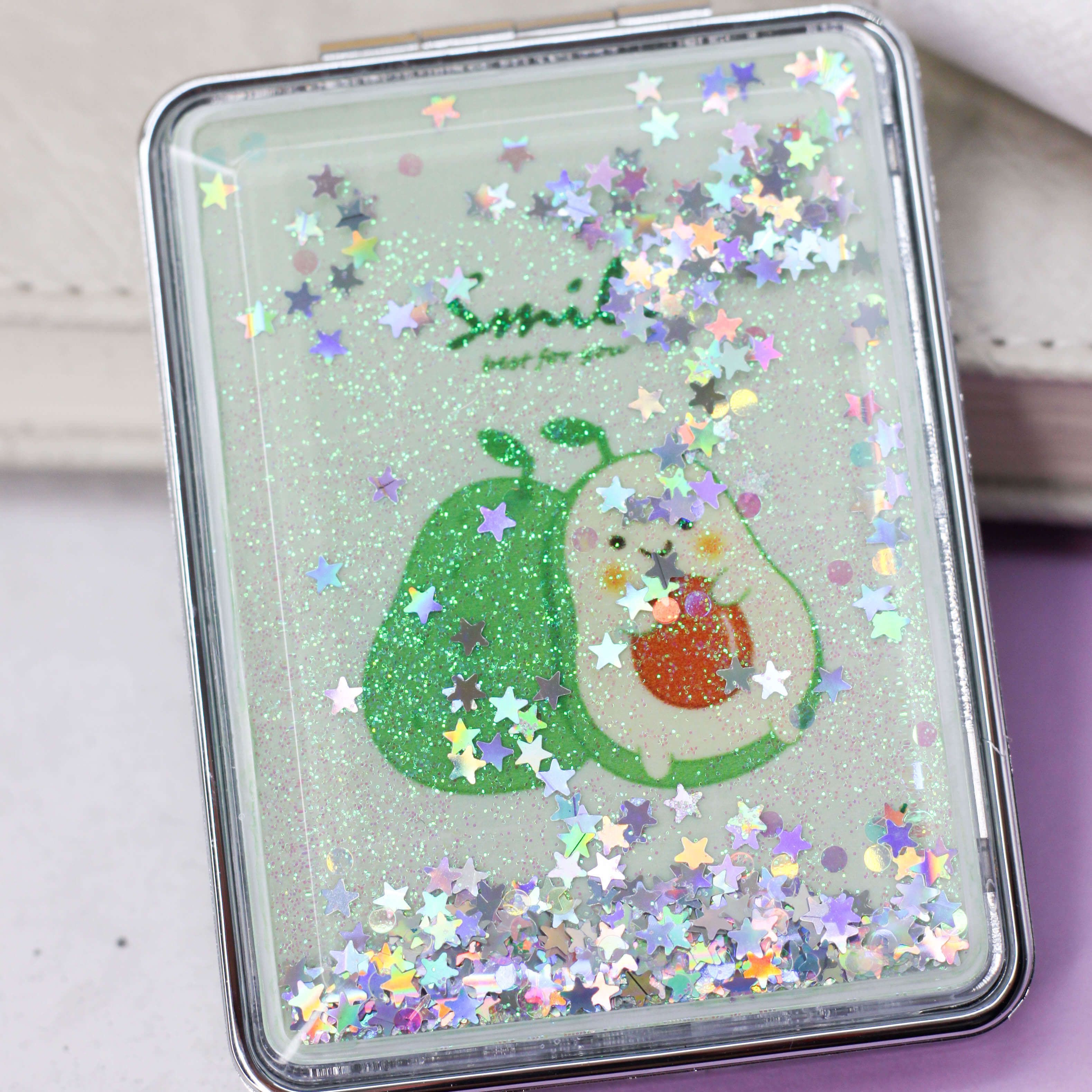 Зеркало карманное iLikeGift Sparkles avocado two с увеличением - фото 3