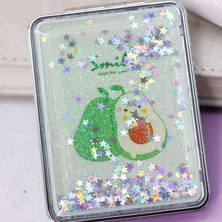 Зеркало карманное iLikeGift Sparkles avocado two с увеличением