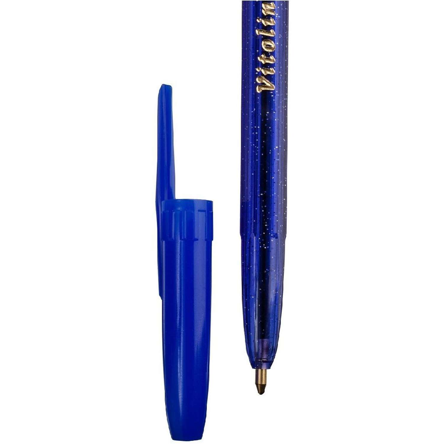 Ручка шариковая СОЮЗ Vitolina 4 шт синяя паста артикул KBPV-26-04Р в синем корпусе - фото 2