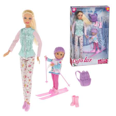 Кукла Lucy Наша Игрушка На прогулке с малышом на лыжах