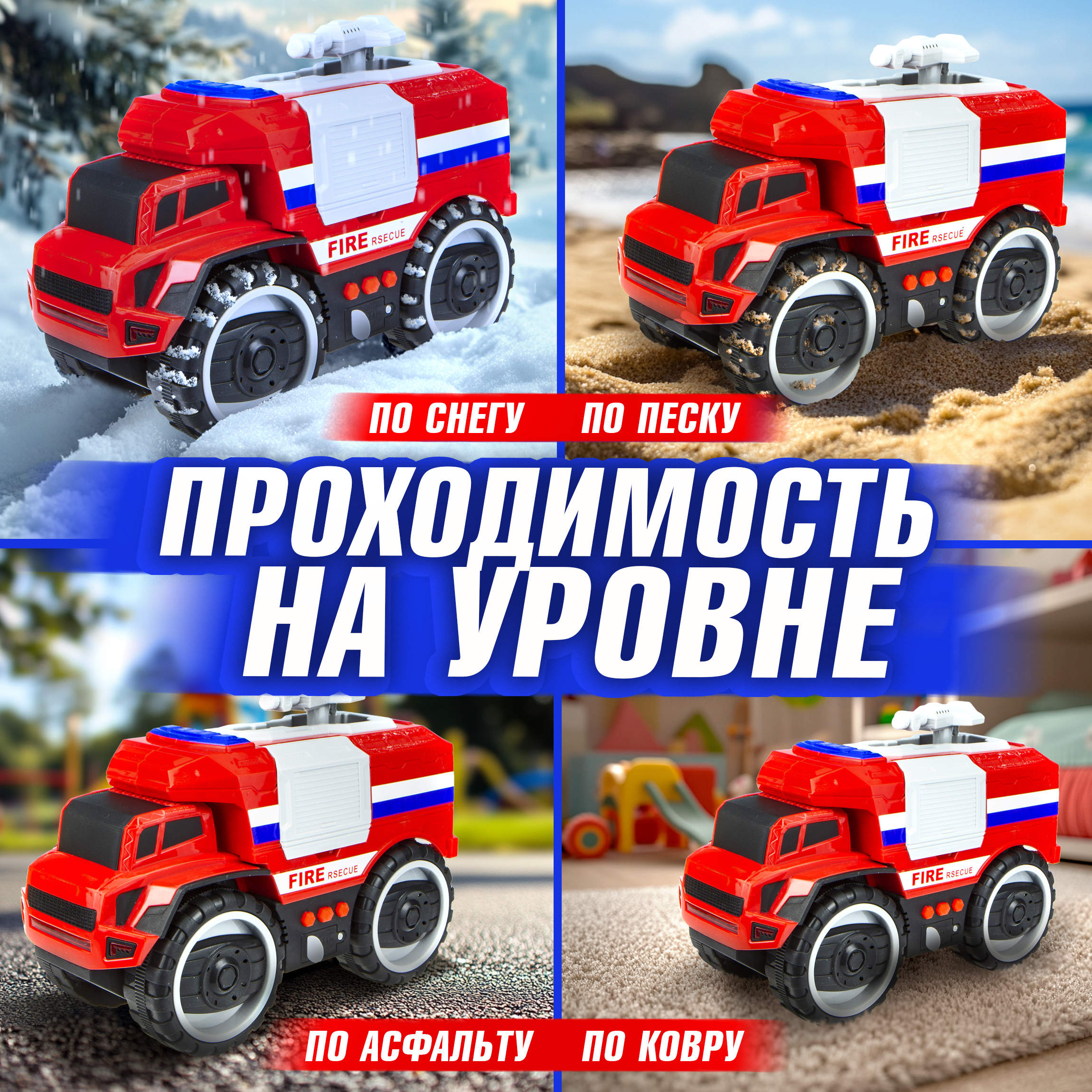 Пожарная машина 1TOY фрикционный красный Т16949 - фото 6