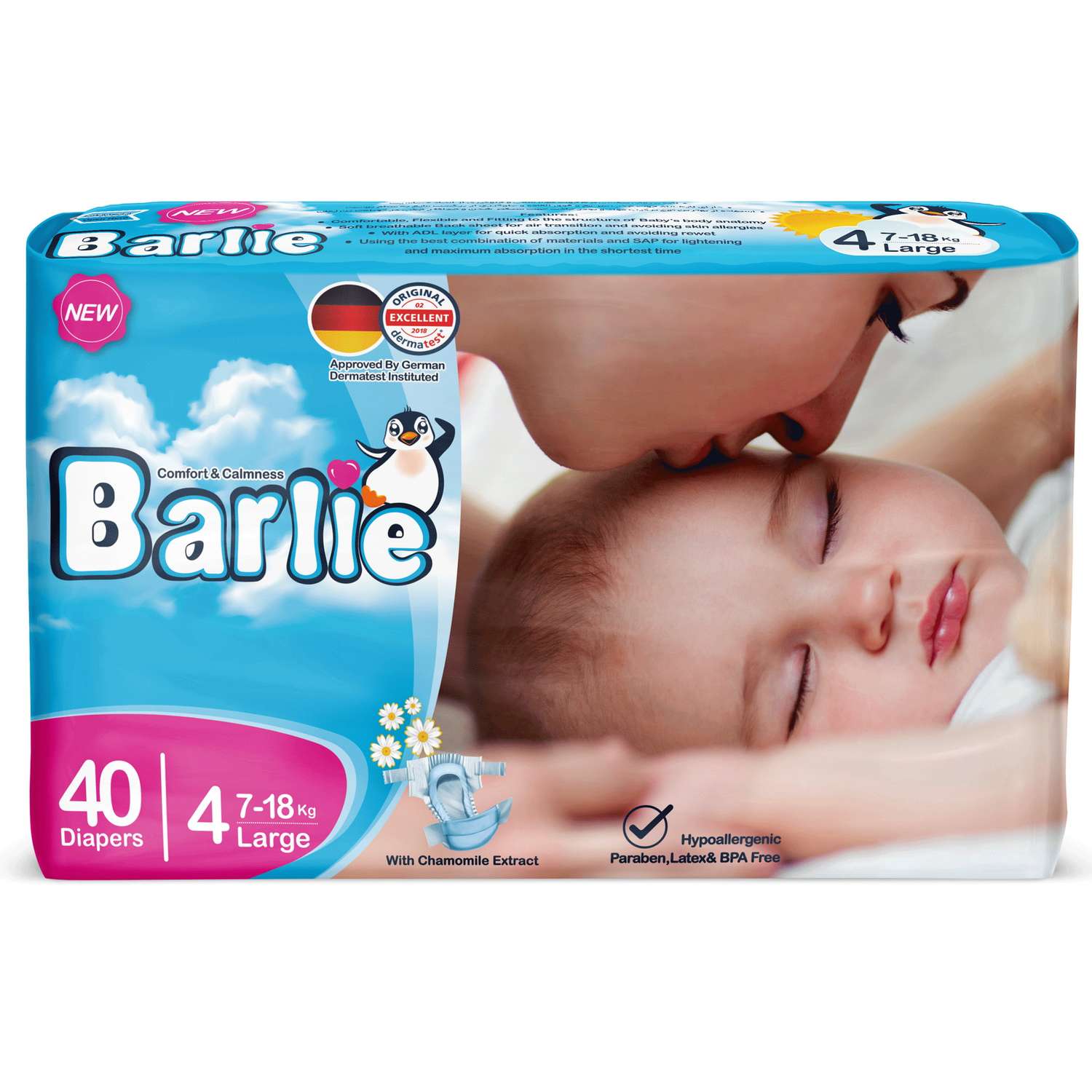 Подгузники детские Barlie №4 размер L / Large для малышей 7-18кг 40штук в упаковке - фото 1