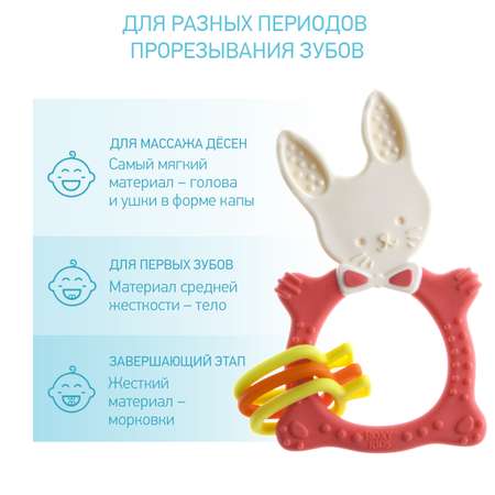 Прорезыватель для зубов ROXY-KIDS Bunny teether цвет коралловый
