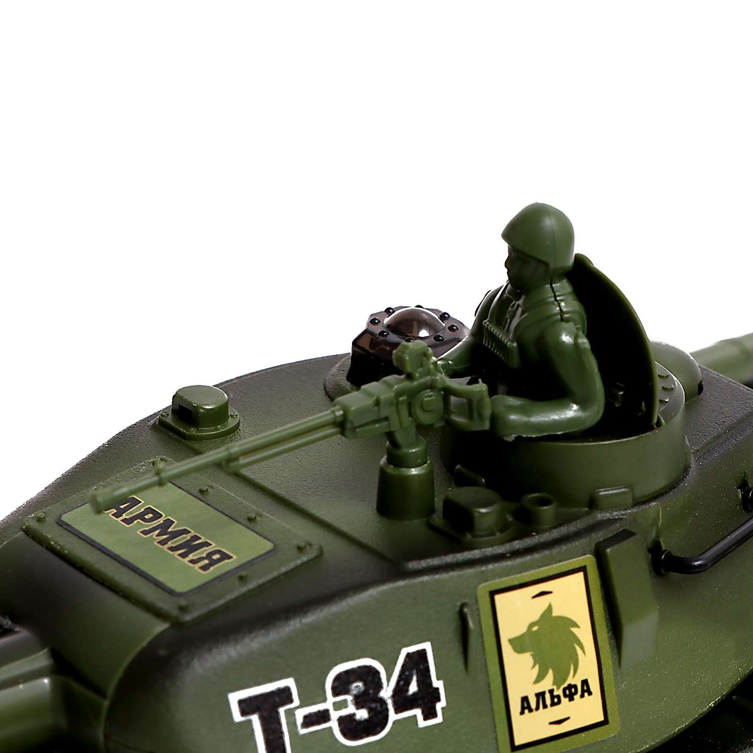 Танк Автоград радиоуправляемый Т34 работает от аккумулятора свет и звук цвет зелёный - фото 3