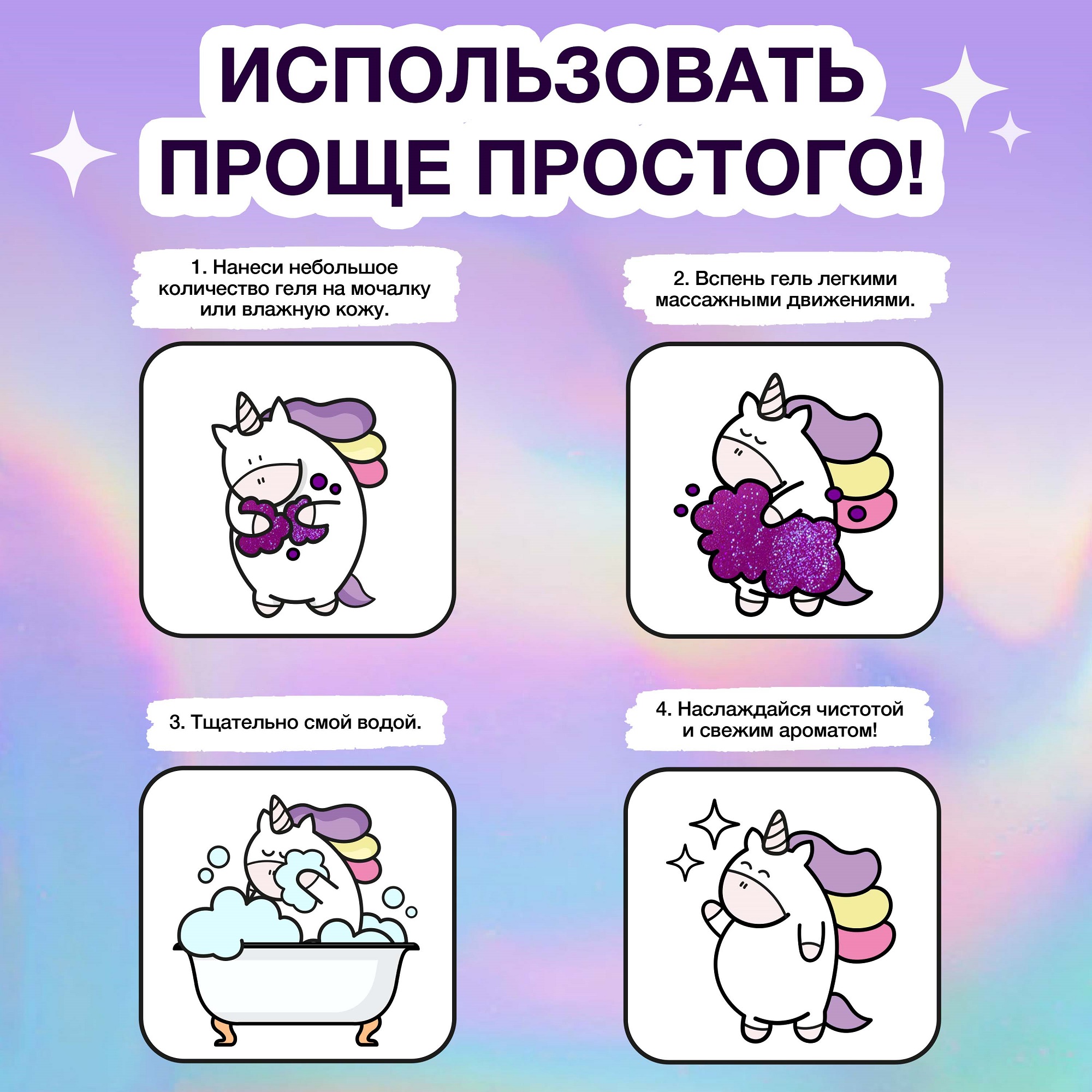 Увлажняющий гель для душа YOUNICORN с шиммером RAINGLOW питающий с алое вера и огурцом 250 мл - фото 5