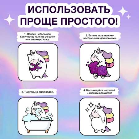 Увлажняющий гель для душа YOUNICORN с шиммером RAINGLOW питающий с алое вера и огурцом 250 мл