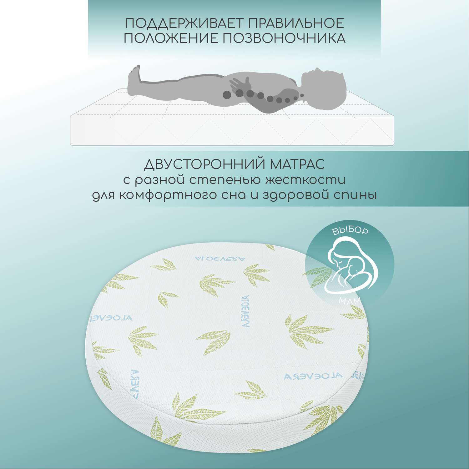 Матрас LUNATOWN Aloe Vera Soft Round со съемным чехлом LUNA-33AV-SR - фото 4