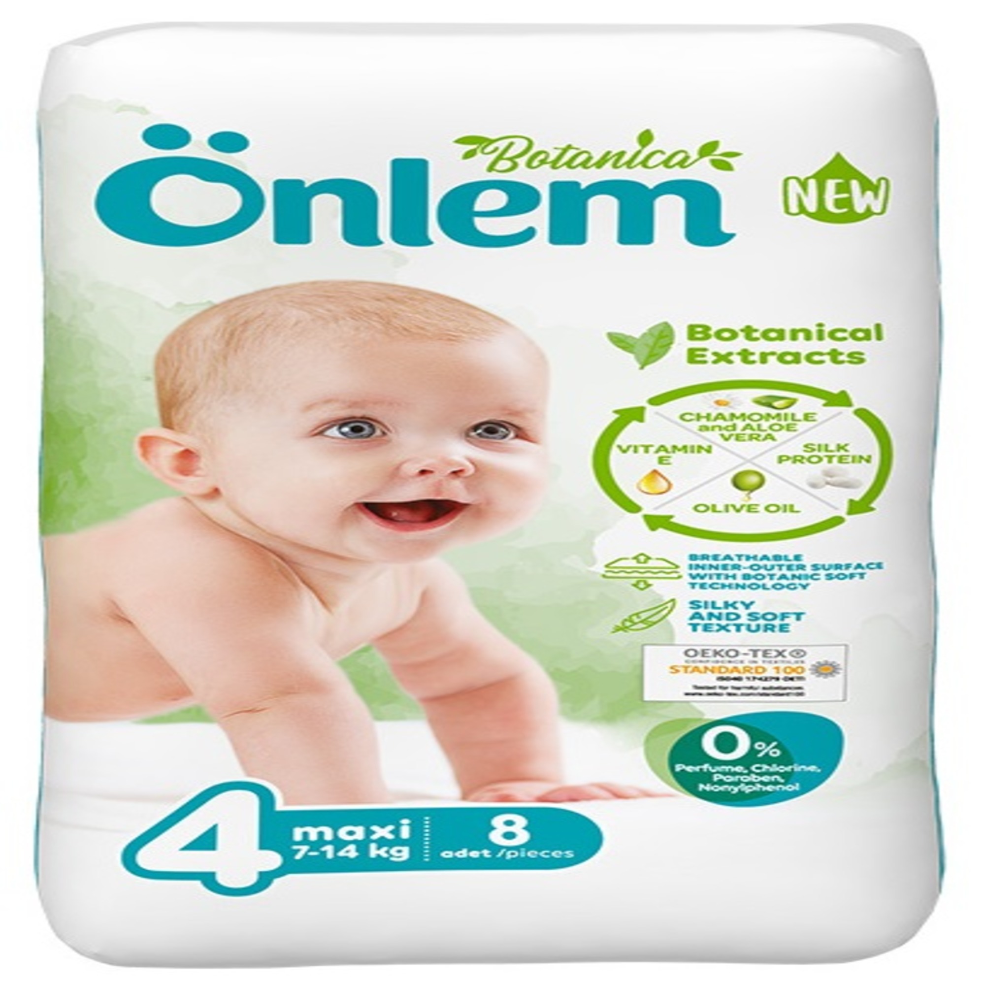 Подгузники Onlem Botanica для новорожденных 4 7-14 кг 8 шт купить по цене  999 ₽ в интернет-магазине Детский мир